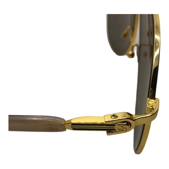 Gucci 59 MM Slim Metallic Frames Contrast Temples Classic Aviator Sunglasses - Picture 8 of 8